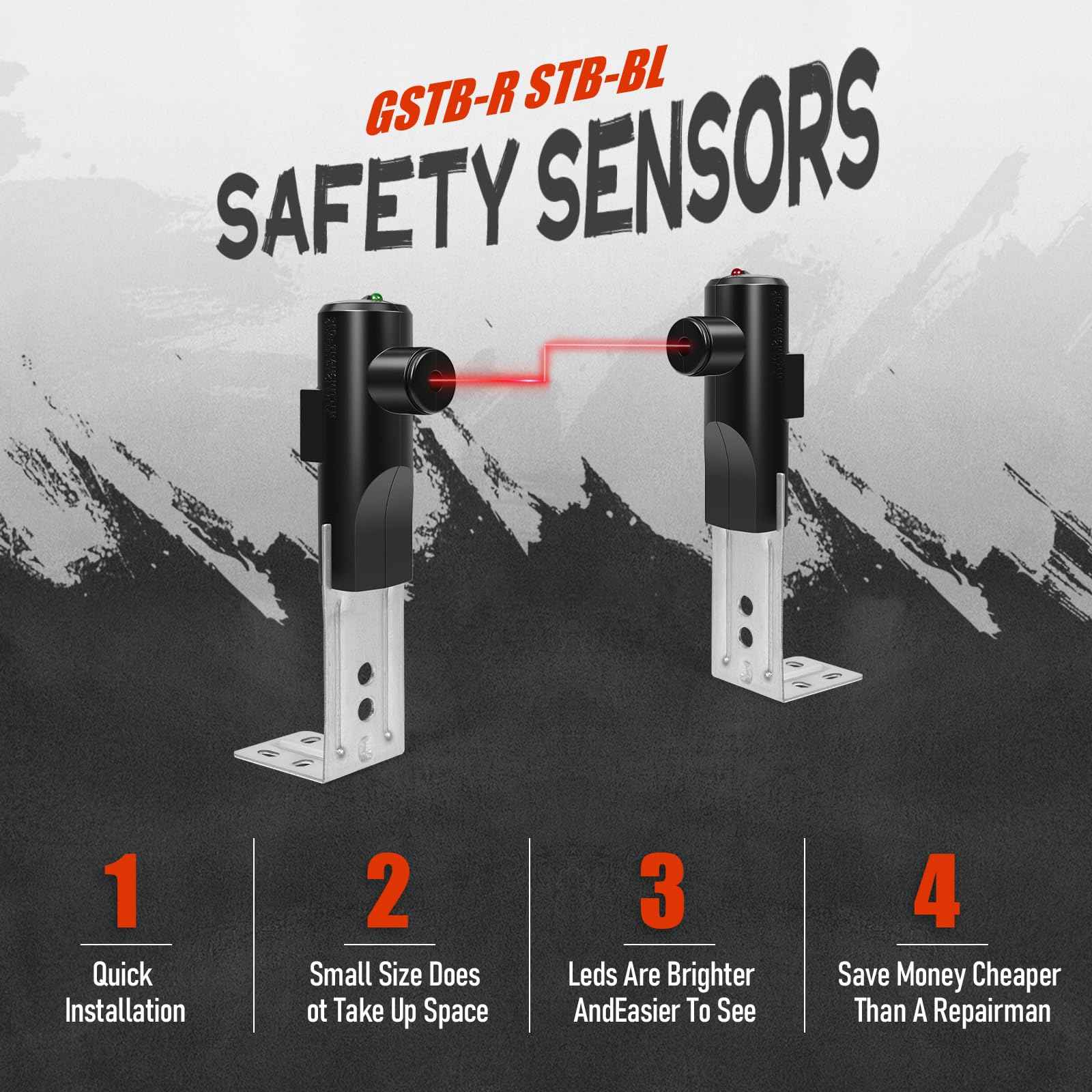 GSTB-R STB-BL Safety Sensors, Compatible with Genie/Overhead Garage Door Openers Made After 1993, Replacement for Genie/Overhead Garage Door Sensors, Item Includes Two Sensors (Receiving&Sending)