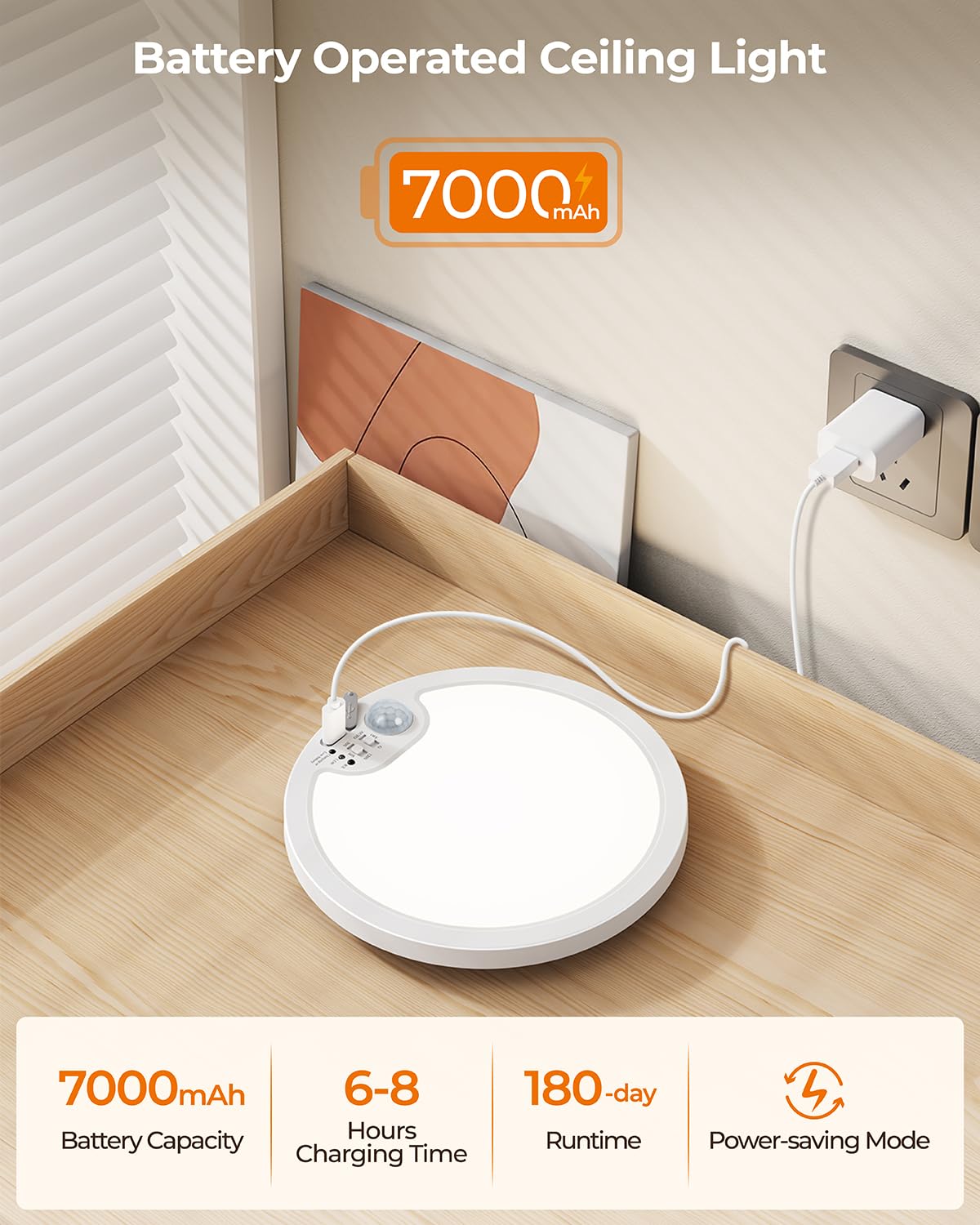 BLNAN Rechargeable Motion Sensor Ceiling Light with Remote, Dimmable Closet Light, LED Shower Lights, Waterproof Battery Operated Ceiling Light for Closet Shower Stairs Shed Hallway Porch