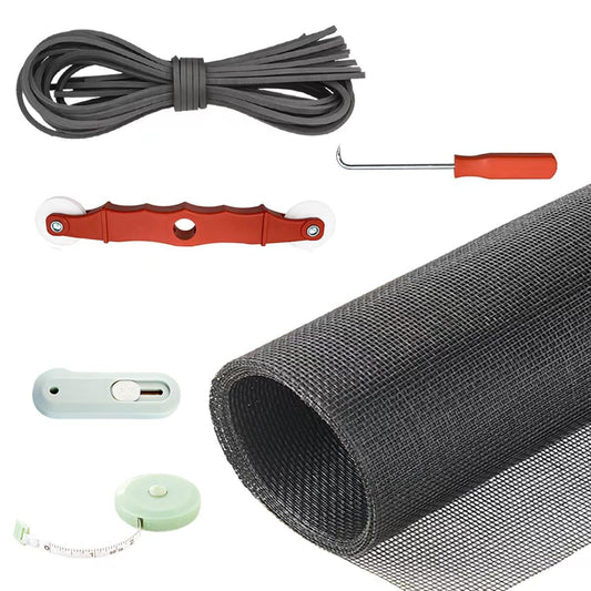 New Window Screen Replacement,48"x118" Screen Repair Kit for Window, Charcoal Fiberglass Mesh with Rolling Tool/Hook/Ruler/Cutter/Spline,Sliding Screen Door Replacement for Window & Patio Doors