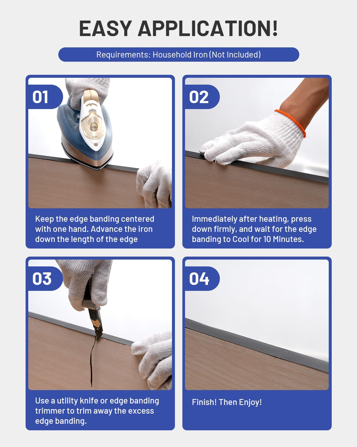 FAKILO Melamine Edge Banding Black 3/4 inch x 25 ft Veneer Edging Easy Application Iron on Edge Banding Tape for Cabinet Plywood Repairs Furniture Restoration