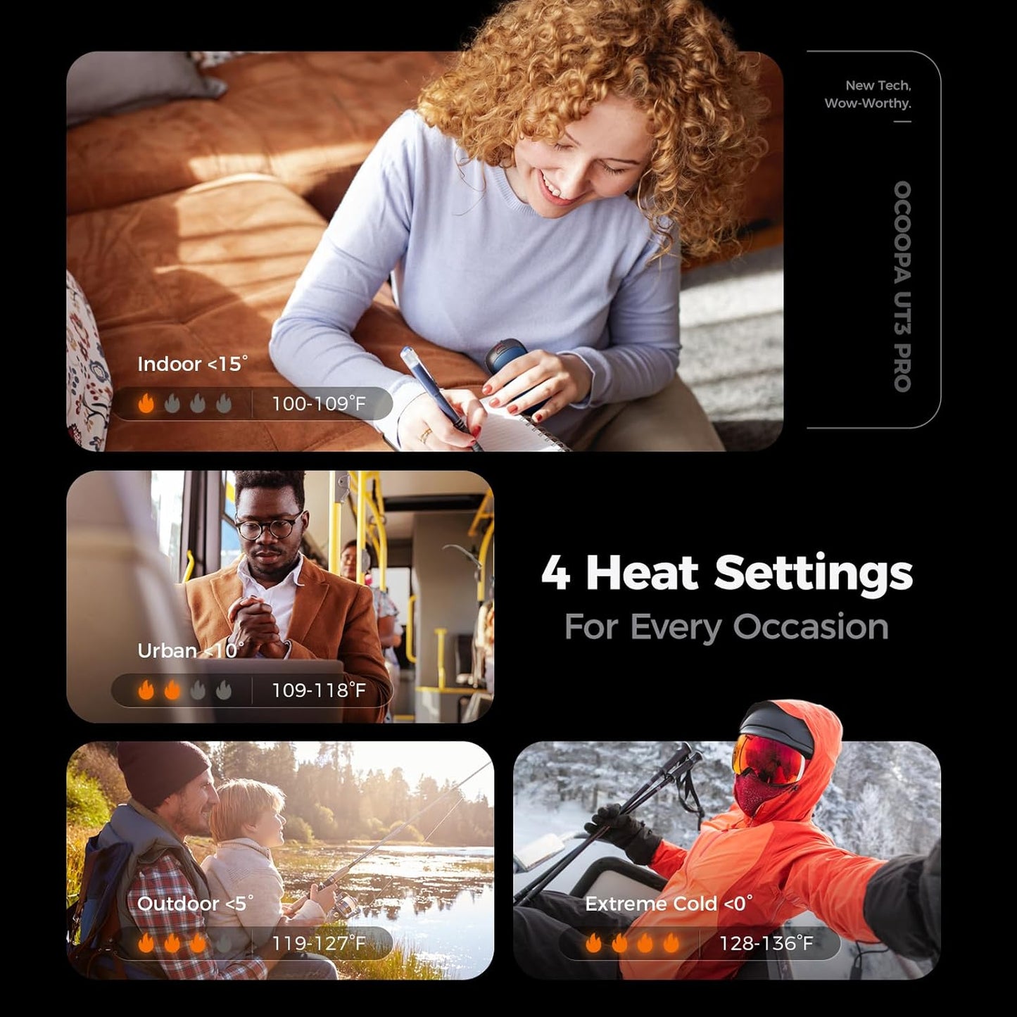 OCOOPA Rechargeable AI Smart Magnetic Hand Warmers - Double-Sided Heating, 10000mAh, 4 Heat Levels, Max 136°F | Perfect Christmas Gift for Men