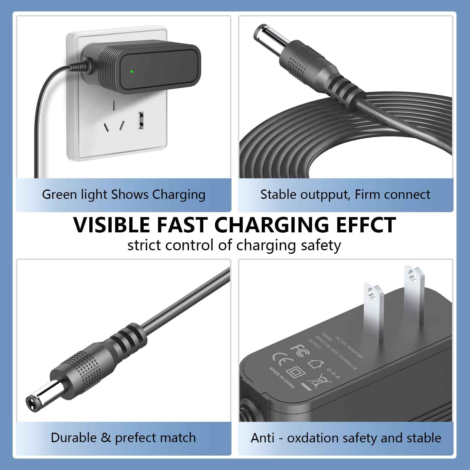 26V Charger for Cordless Vacuum Cleaner Replacement for Tikom V500, Suirviz U8 Cordless Stick Vacuum Cleaner Charger Adapter