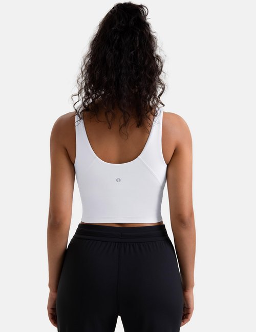 Colorfulkoala Dreamlux Womens Padded Sports Bra High Neck U-Back Yoga Running Workout Athletic Tank Top with Removable Cups(M, White)