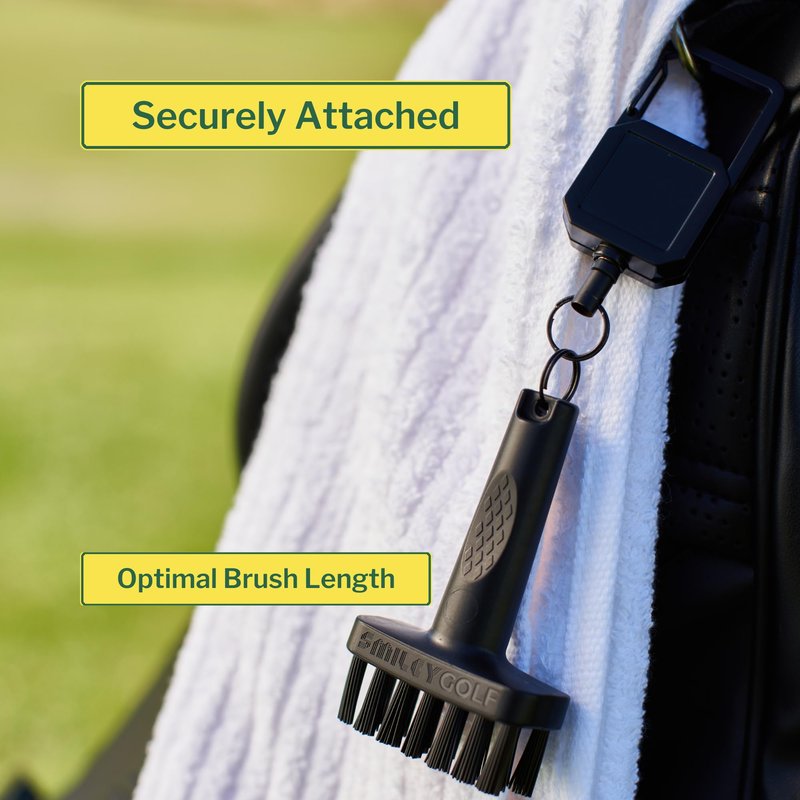 SmileyGolf Mini Golf Brush - Retractable Groove Cleaner with Carabiner Clip, 20" Extendable Cord, Non-Scratch Nylon Bristles, Pocket-Sized Pro-Tested for Irons, Wedges