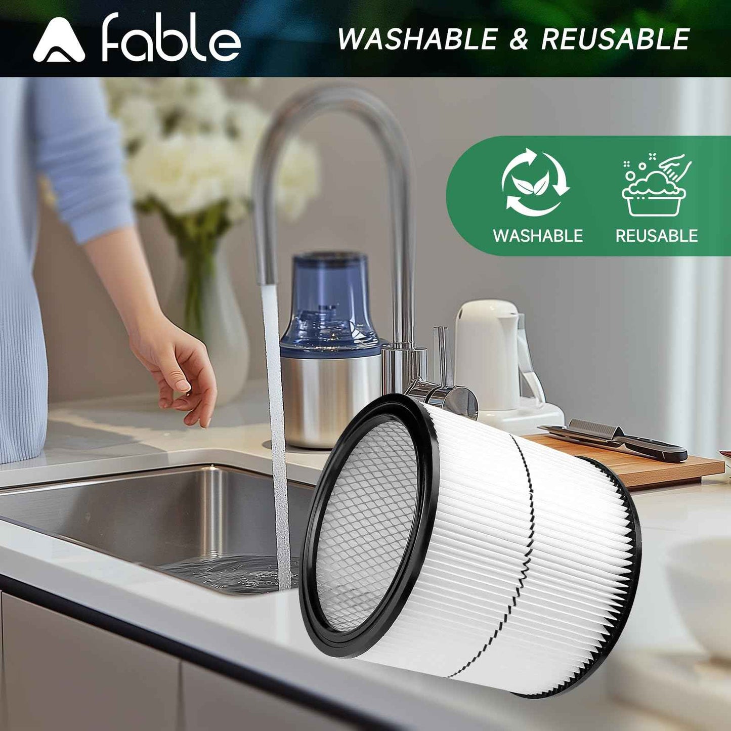 A FABLE 17884 Vacuum Cartridge Filter Compatible with Craftsman 9-17884 17935 17937 17920 shopvac Replacement Part Fit 6 Gallon and Larger Wet Dry Vacs (17884 1pack)