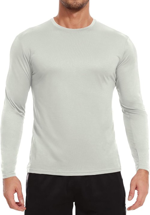 Kinglaman 7 Pack Men Dry Fit Workout Long Sleeve Athletic Gym UPF SPF UV Sun Protection Quick Dry Lightweight Shirts