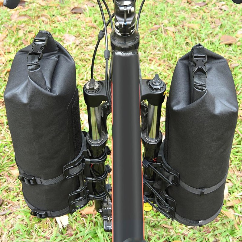 SOUUXIU 2Packs Bike Fork Bags Waterproof Roll Top Design 5L/7L Bicycle Dry Bag Fork Sacks Cycling Pack Bike Pannier for Moutain Bikes Road Bikes Electric Scooters