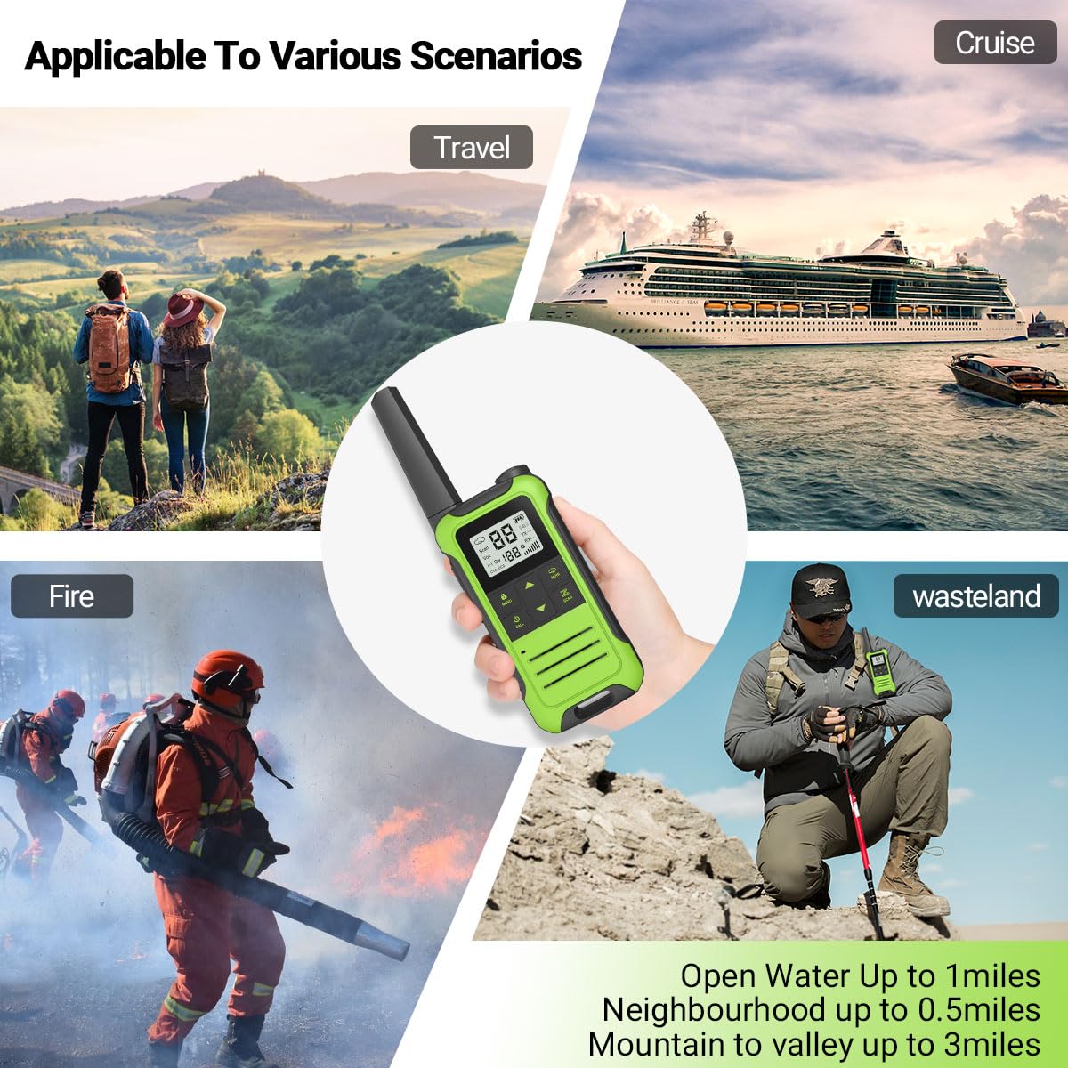 Walkie Talkies Long Range for Adult, Baofeng Radio FRS Portable Rechargeable Walkie Talkie Two Way Radio USB-C Cable 1400mAh Li-ion Battery NOAA VOX Walky Talky for Camping Skiing Hiking 3Pack