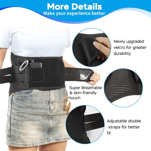 GINEKOO Heated Back Braces - Breathable Back Support Belt with Heating Pad for Lower Back Pain Relief, Lumbar Support for Men and Women for Herniated Discs, Sciatica(XL)