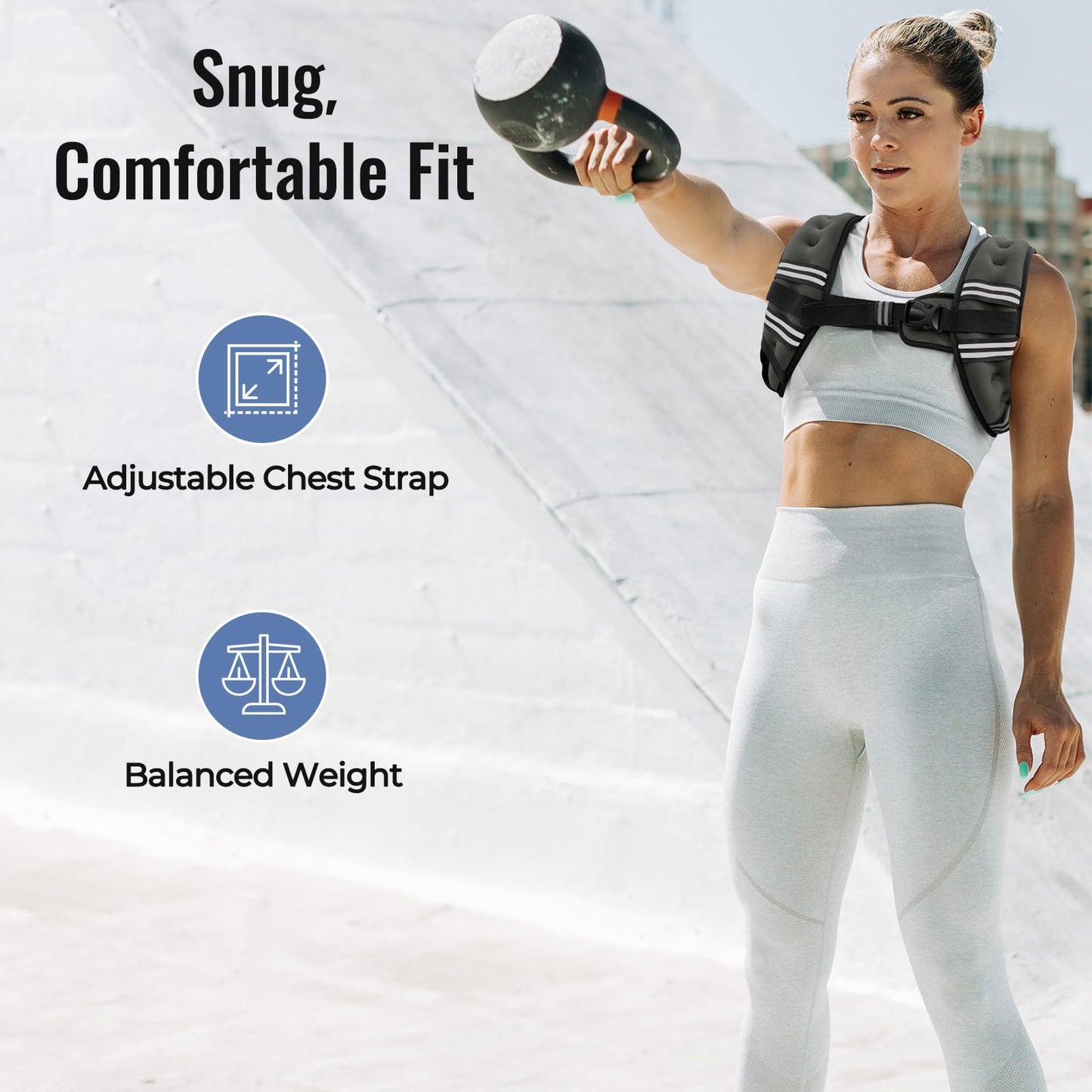 Zeerun Weighted Vest, 6lb/8lb/10lb/12lb/15lb/18lb/20lb/24lb/30lb for Men Women, Reflective Stripe Adjustable Buckle, Comfortable Durable Rucking Vest for Walking Running Strength Training, 30LBS-Gray