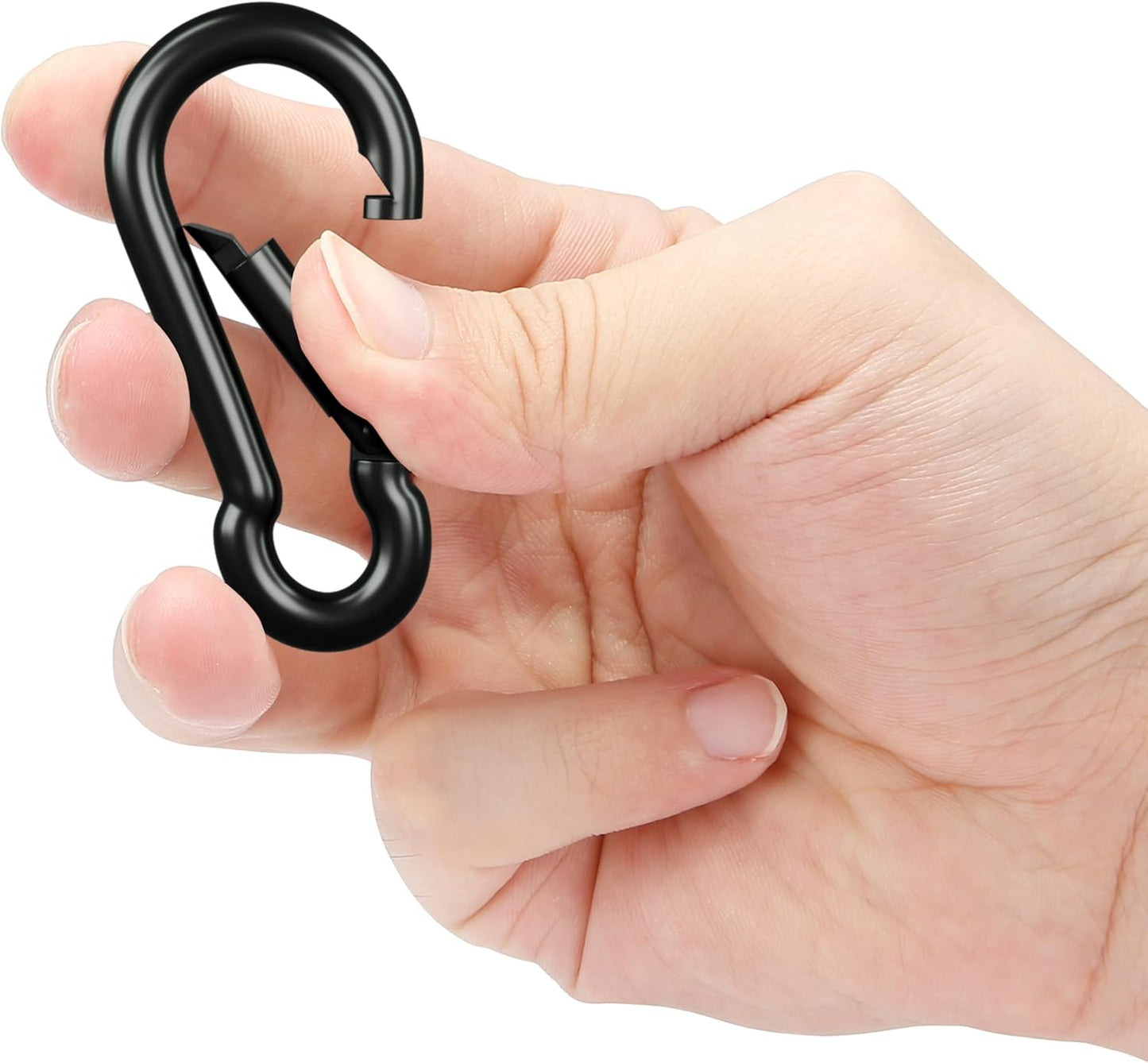 Sprookber Heavy-Duty Carabiner Clips - Iron Spring Snap Hooks for Keys & Outdoor Gear | Set of 6 (Black)