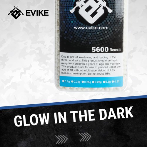 Evike Airsoft - Match Grade 6mm Airsoft Glow in The Dark BBS (Weight: Green Glow / 0.25g / 5600 Rounds)