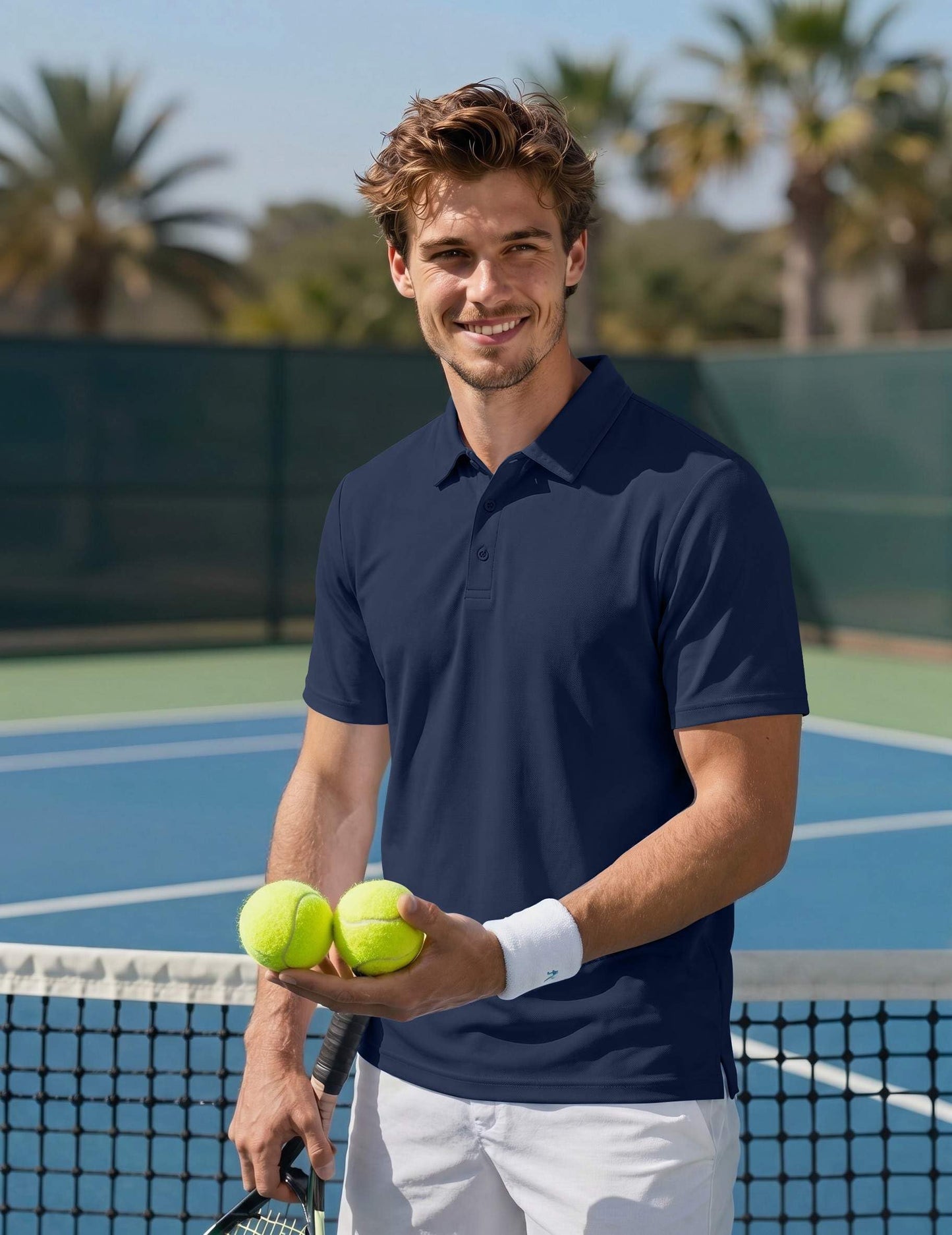 COOFANDY Short Sleeve Polo Shirts for Men Casual Quick Dry Performance Golf Shirt Navy