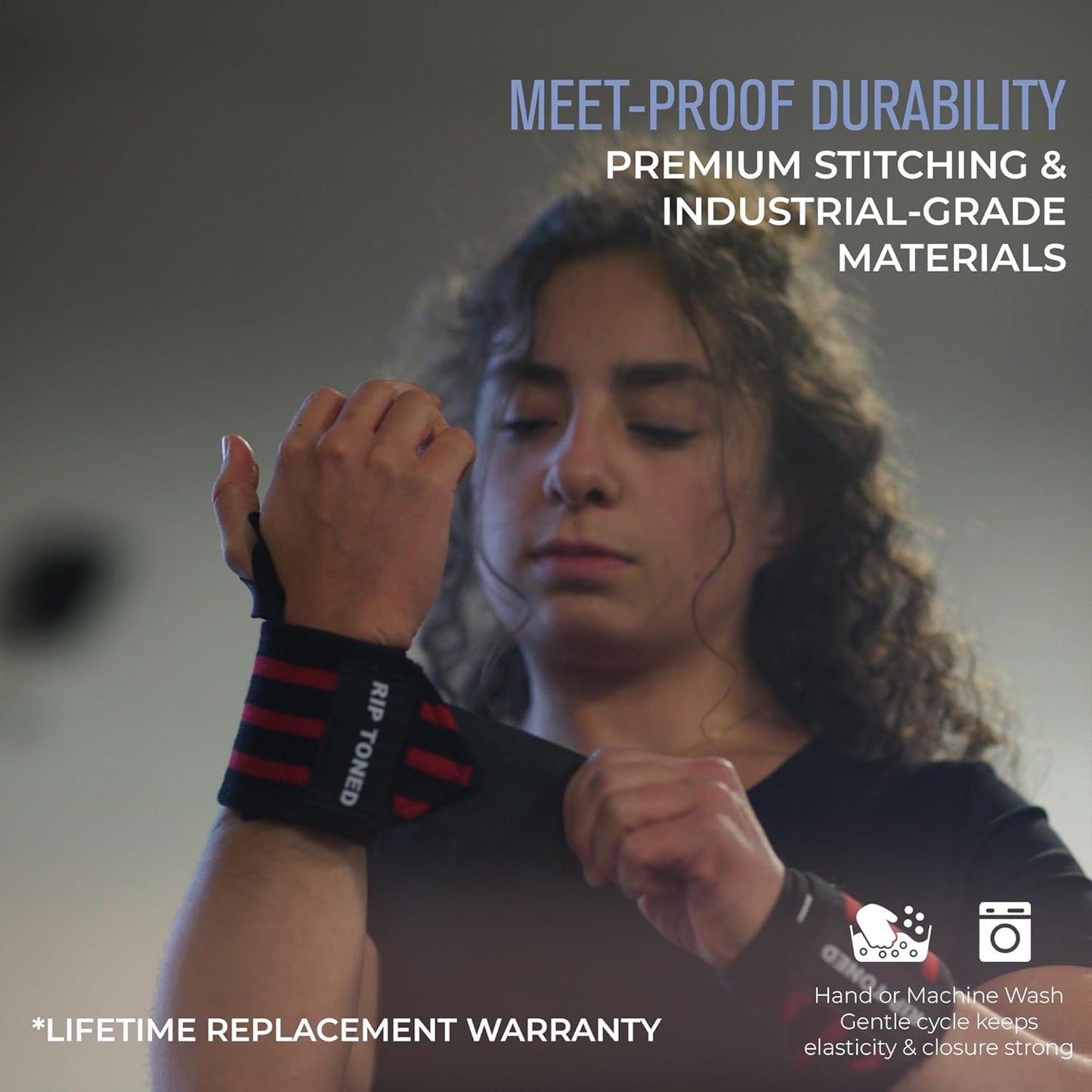 Rip Toned Wrist Wraps - USPA & USAPL Approved 18" Weightlifting Straps | Adjustable, Durable Support for Men & Women