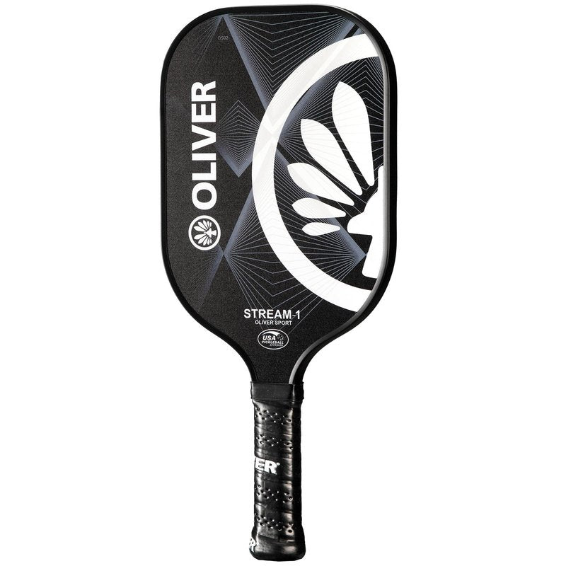 Stream-1 Pickleball Paddle | USAPA Approved | Oliver Meta Carbon Technology & Fiberglass Surfaces | Control & Performance | 16MM Polypropylene Honeycomb Core | Ideal for Novice & Professional Players