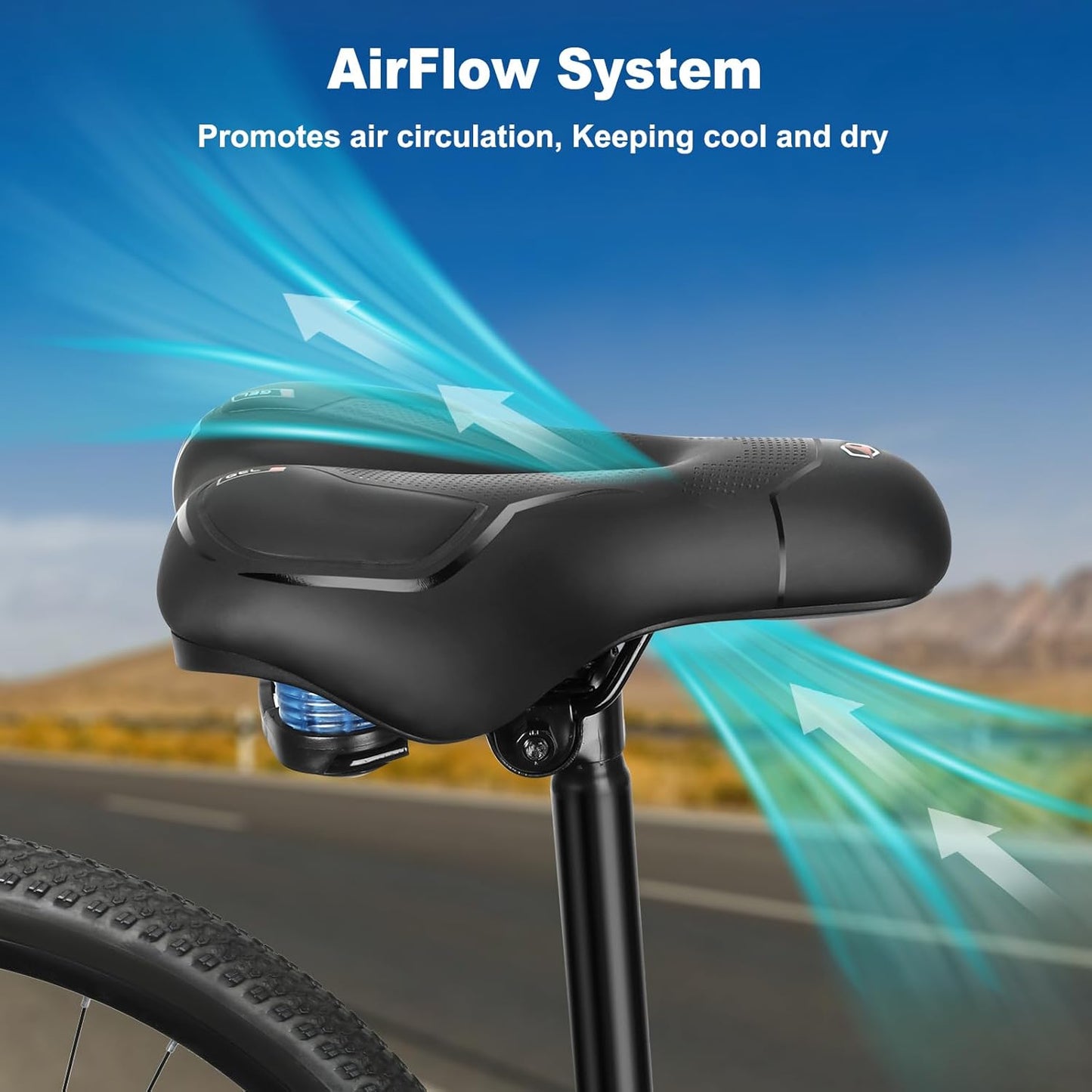 Topcrown Bike Seat - Comfort Wide Bicycle Saddle with Waterproof Design & Memory Foam Cushion | Ideal for Mountain, Road, and Exercise Bikes