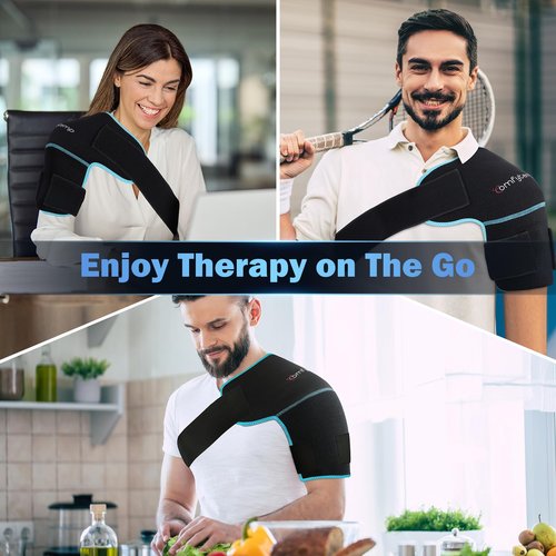 Comfytemp Shoulder Ice Pack Wrap Shoulder Brace Compression Sleeve for Shoulders Pain Relief, 2 Gel Ice Packs for Injuries Reusable, Cold Therapy for Rotator Cuff Recovery, Arm, S/M