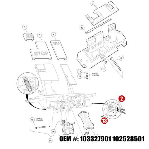 Roykaw MCOR 2 Throttle Potentiometer for Club Car Precedent 2004-2011 Golf Cart, Accelerator Sensor Motor Controller Output Regulator, Replaces OEM# 102528501, 103327901