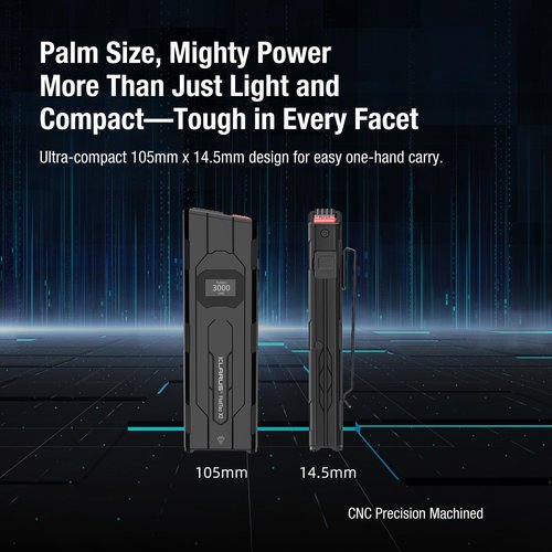 klarus X2 Ultra-Thin Palm-Sized EDC Tactical Flashlight, 3000 Lumens Compact & Mighty Pocket Light, USB-C Rechargeable, Dual Switch, OLED, IPX6 for Outdoor/Duty/Emergency