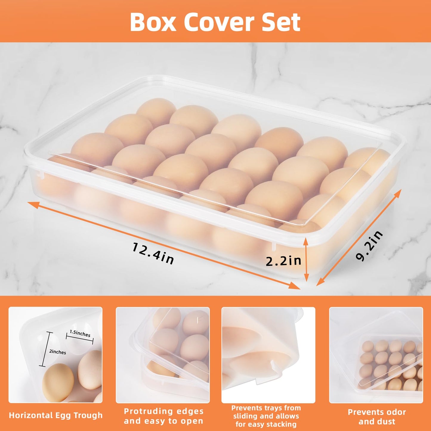 coxiecc Deviled Egg Containers with Lid, (Set of 2), Stackable Deviled Egg Carrier for 48 Eggs, Clear Egg Holder for Fridge with Lid, Portable Plastic Deviled Egg Tray for Party, Easter Eggs Tray