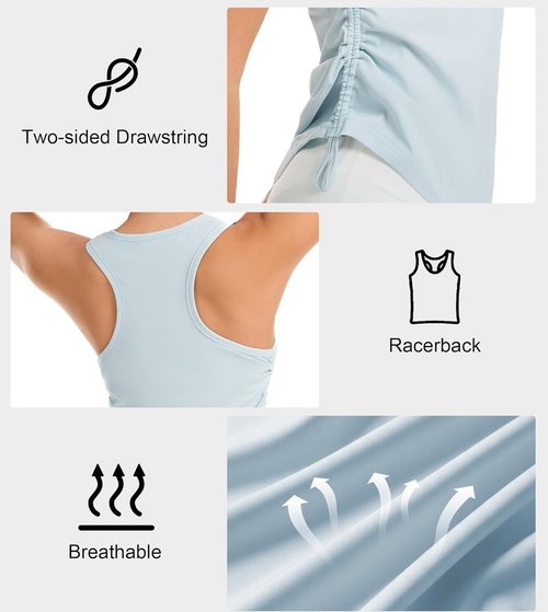 Liuetssroy Workout Tank Tops for Women - Side Ruched Racerback Sleeveless Yoga Gym Top | Loose Fit