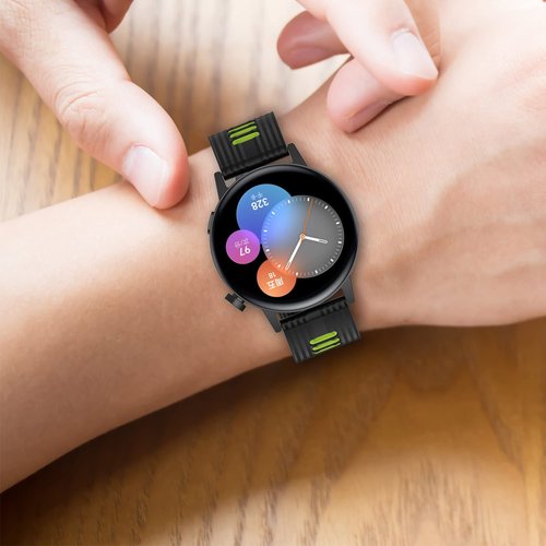 FitTurn 6-Pack Bands Compatible with Cubitt CT4/CT2 Pro Replacement 22mm Soft Silicone Two-colors Sport Strap Wristband Quick Release Watch band for Cubitt CT4/CT2 Pro Smartwatch (SixColors-A)