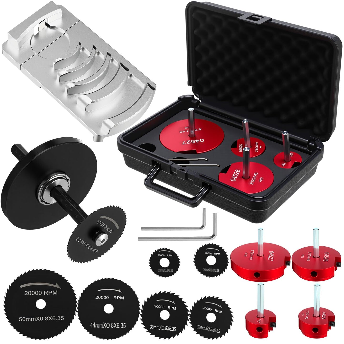 Blulu 11 Piece PVC Pipe Reamer Kit for 1/2" Drill, 1.5", 2", 3", 4" Reamer, Plumbing Tool Inside Pipe Cutter with Scale and 6 Blades, Chamfer Deburring Tool for PVC, Cpvc, ABS Fittings