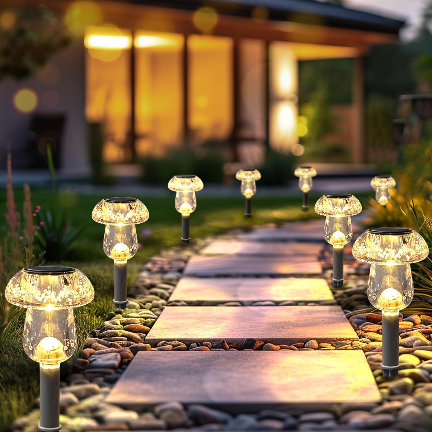 16 Pack Solar Powered Mushroom Lights - Waterproof LED Garden Pathway Lighting for Yard & Landscape Decor (Purple)