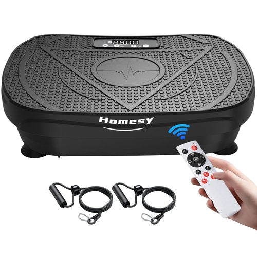 Homesy Vibration Plate Exercise Machine, Vibrating Plate for Lymphatic Drainage, Full Body Shake Platform Board for Home Fitness and Fat Burning, Sport Gym Equipment for Women Men, Black