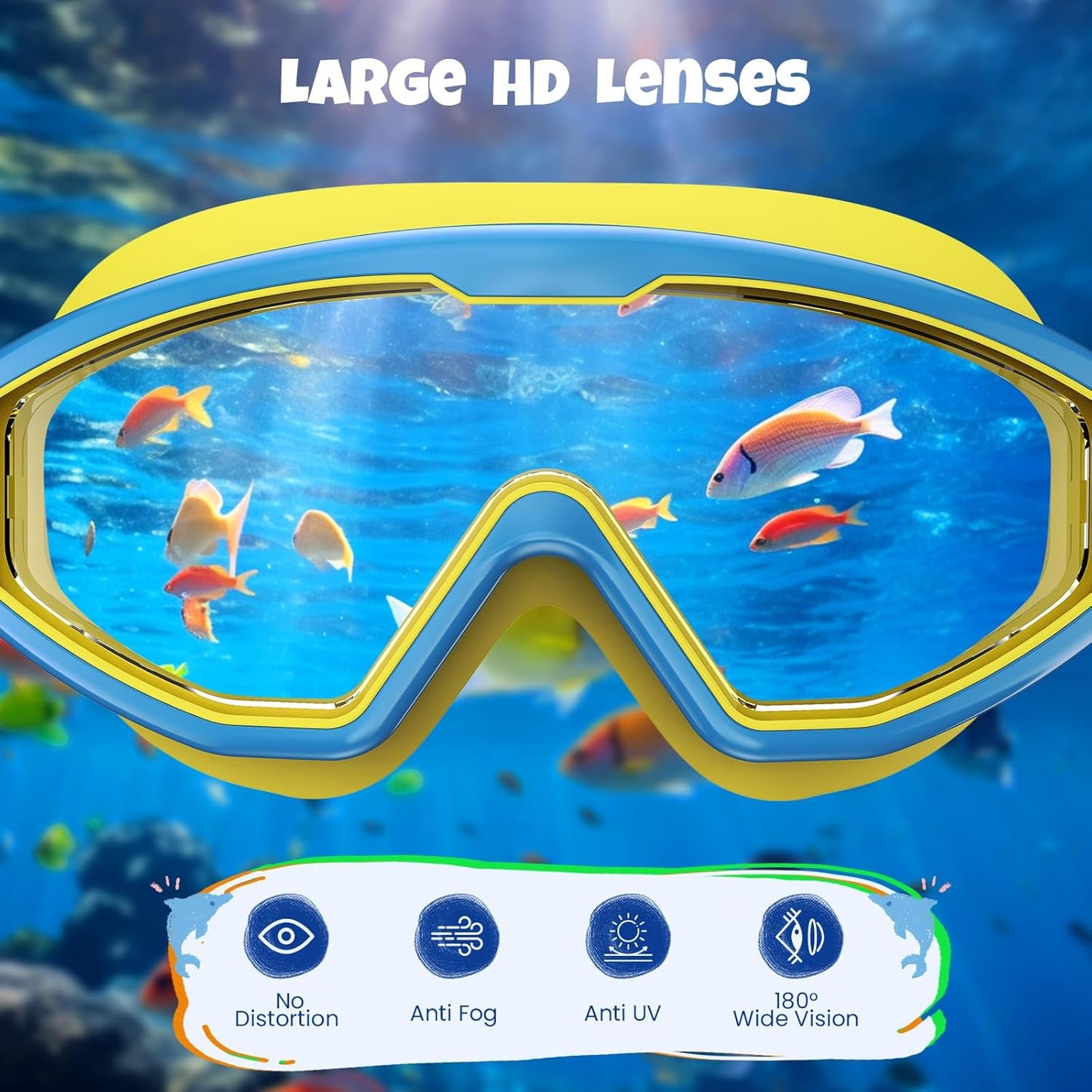 Skiennix Kids Swim Goggles - Anti-Fog UV Protection | 180° Clear View, 3 Pack for Ages 4-16