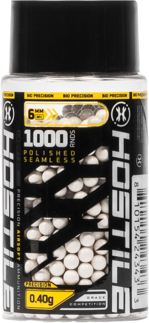 Hostile Airsoft Biodegradable 6mm BBs - Eco-Friendly 36g, 40g, 43g | 1000 Count for Enhanced Performance