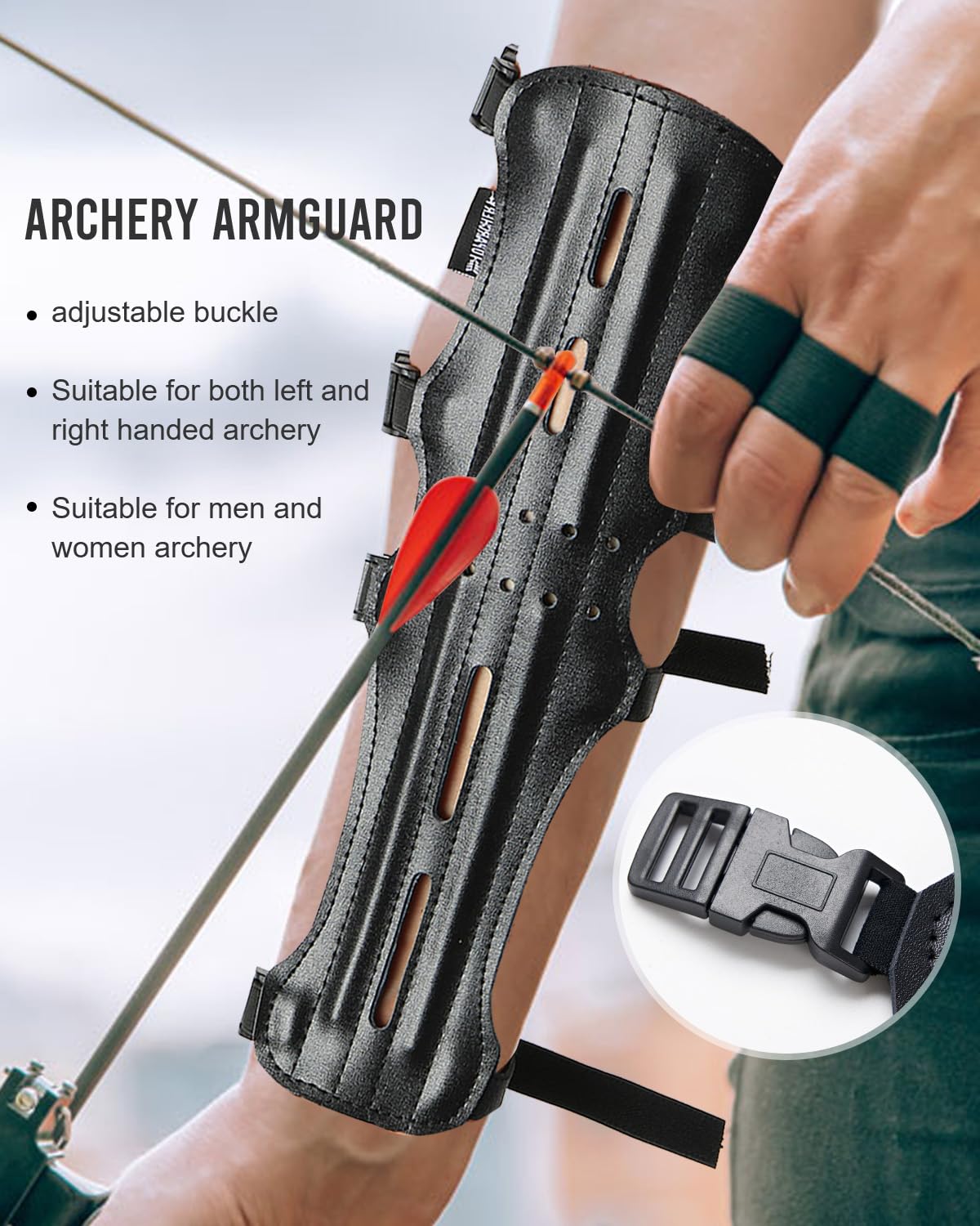 Toparchery 12" Ultra Light Weight Leather Arm Guard Adjustable 4 Strap for Archery 1pk