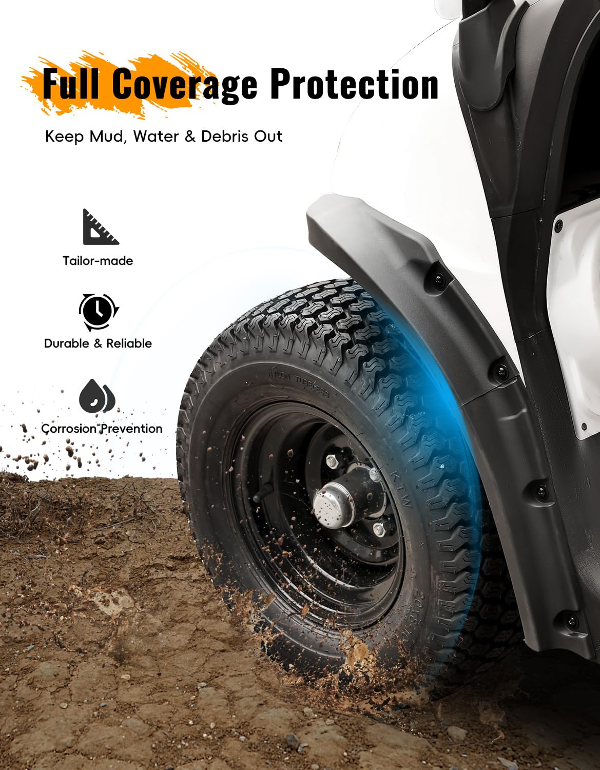 LUXEMOTO Golf Cart Front & Rear Fender Flares for E-Z-GO RXV Valor 2025, 10PCS Combined Mud Plastic Guards Mud Flaps Only for EZGO RXV Valor 2025 Standard Body Carts Accessories