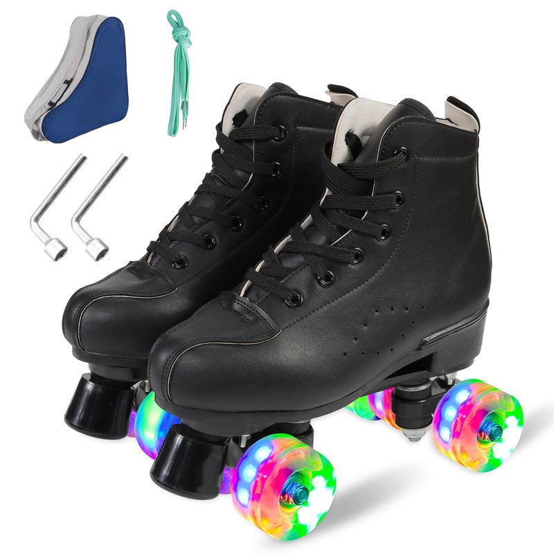 Roller Skates for Men and Women, Professional Outdoor Indoor, Adjustable Four Wheel Senior Roller Skates(Women's 9.5 / Men's 8.5)