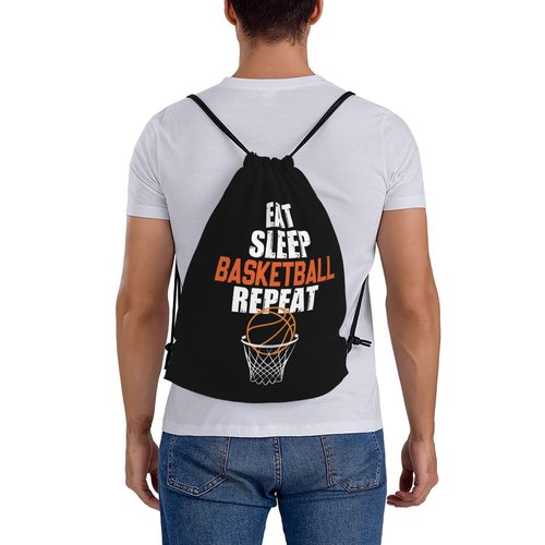 AIMASTZ Eat Sleep Basketball Repeat Unisex Drawstring Backpack Bag Sport Gym Travel Swim Sackpack
