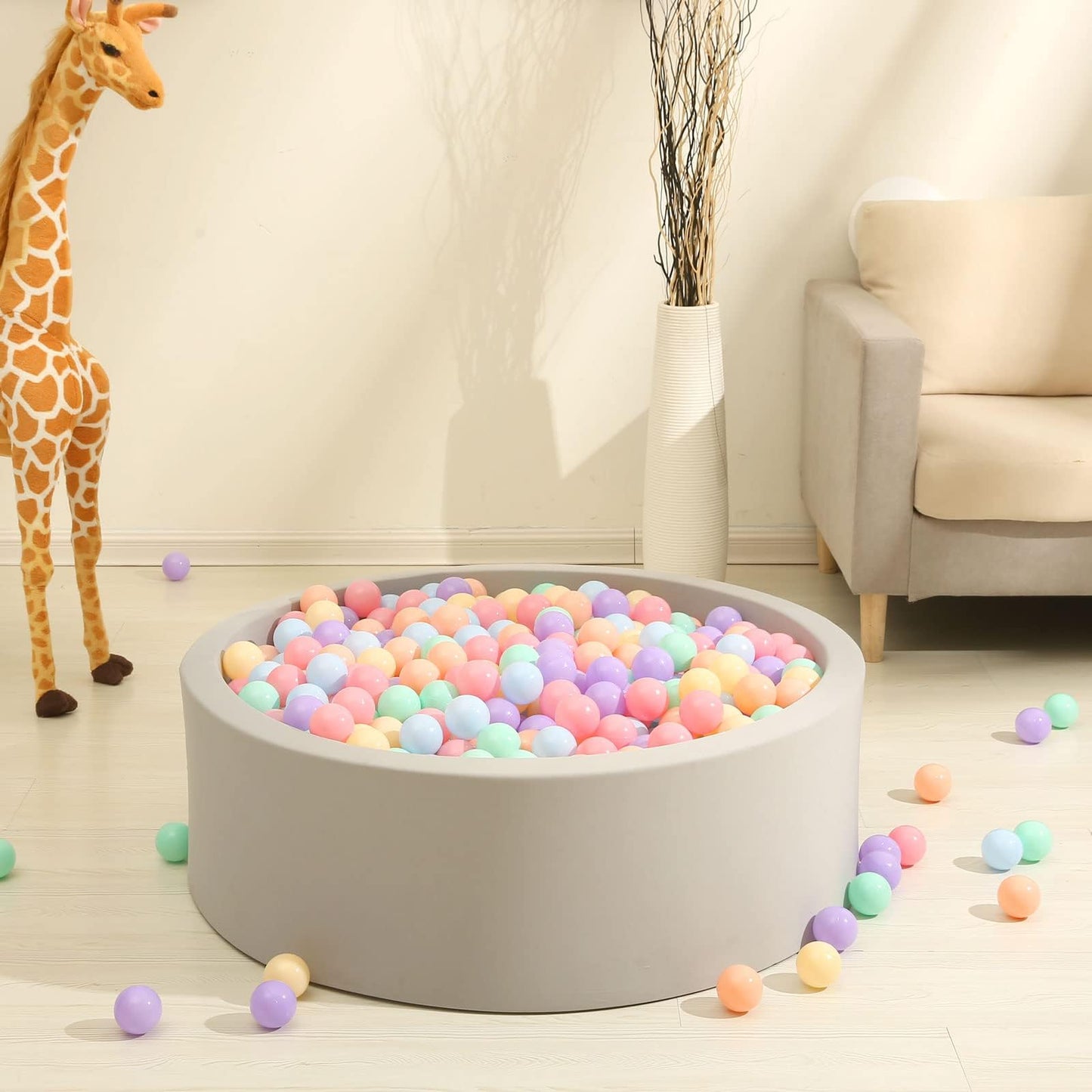 GOGOSO Colorful Ball Pit Balls - Pink Soft Plastic Balls Phthalate Free BPA Free Play Balls for Ball Pool Birhtday Party Girls Kids with Storage Bag, 6Colors,100pcs