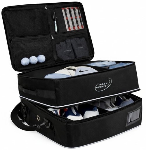 Golf Trunk Organizer – Portable Car Organization & Truck Bed Bag for Men – Smart Holder Shoes, Balls, Gloves, Clothes Storage Bag – Shoe Glove Case & Locker for Golfers, Club, Bags & Stuff Stash