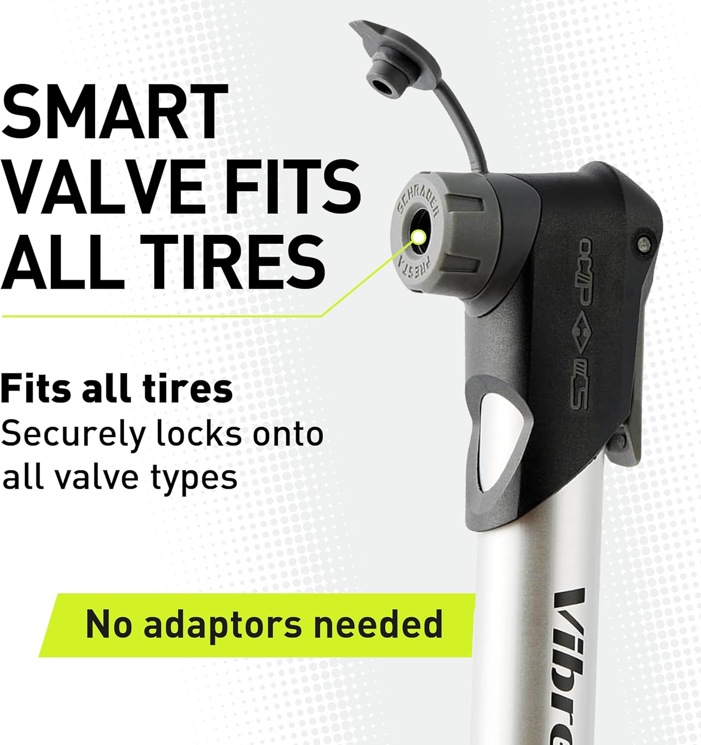 Vibrelli Mini Bike Pump - 120 PSI Presta & Schrader Tire Pump for Road & MTB - No Valve Change Required