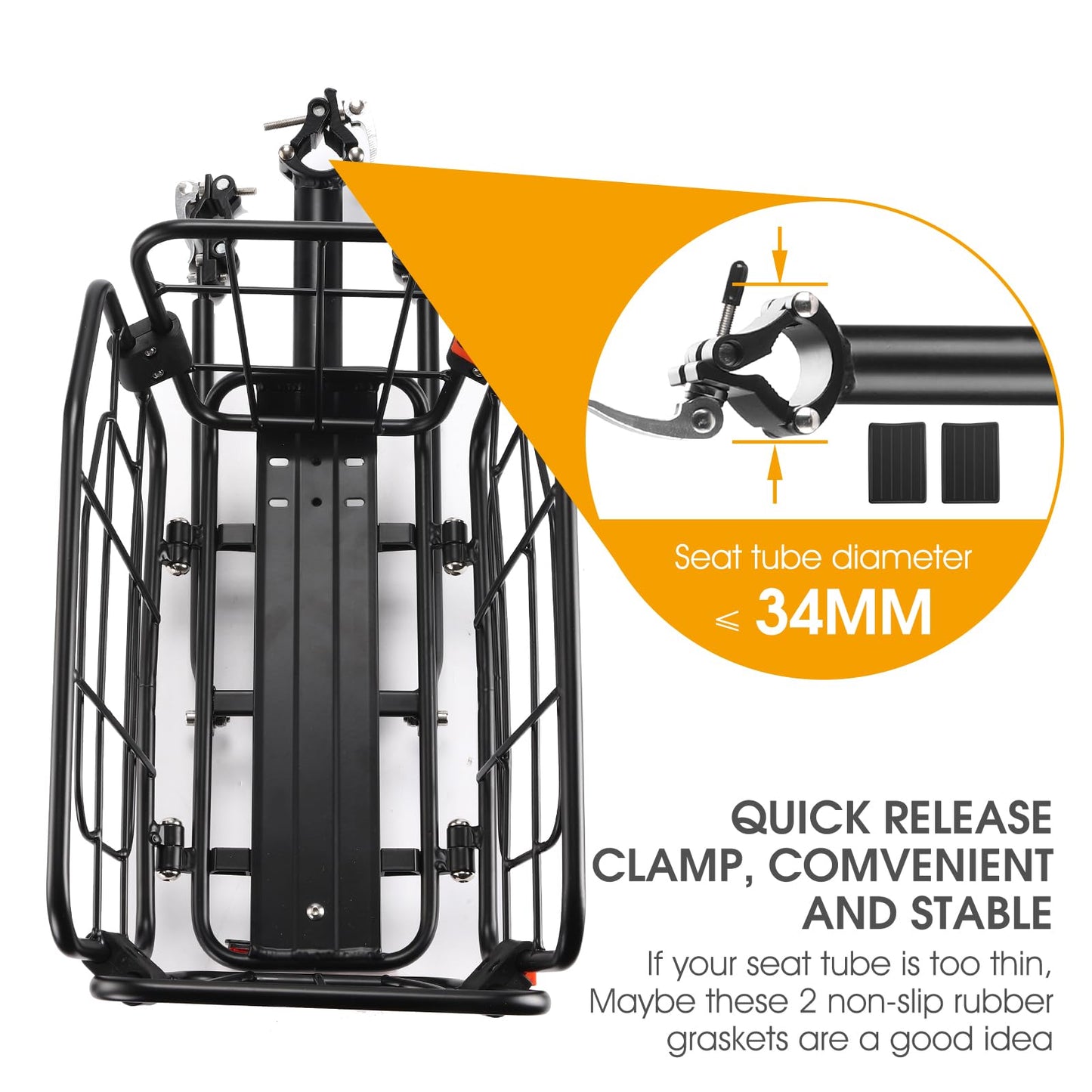 ANGGOER Rear Bike Rack with Basket, 165 LB Load Bike Cargo Rack - Aluminum Alloy Bike Rack for Back of Bike with Free Bungee Cord & Waterproof Cover & Installation Tool