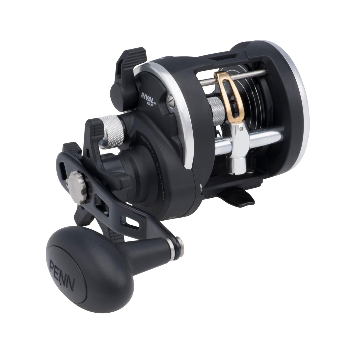 PENN Rival Level Wind Conventional Inshore/Nearshore Fishing Reel, HT-100 Star Drag, Max of 15lb | 6.8kg, Forged and Machined Aluminum Spool
