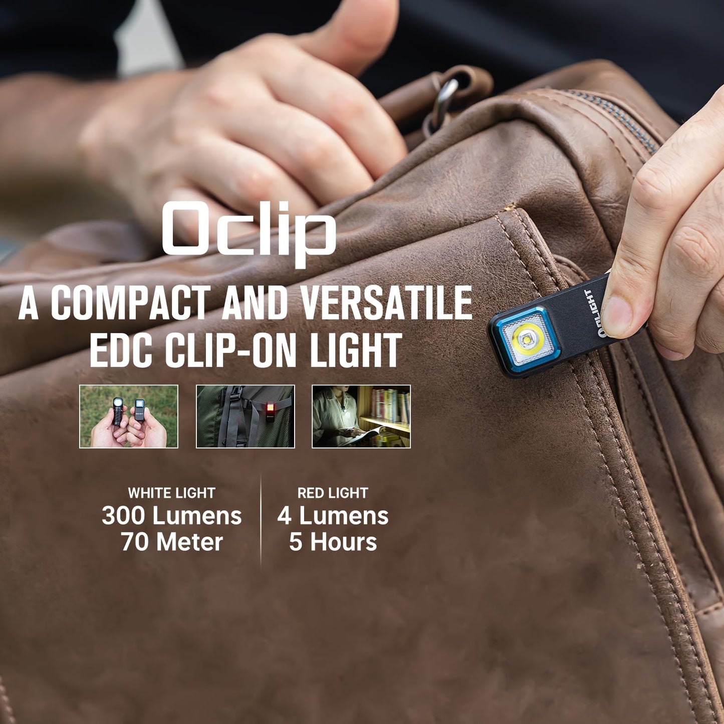 OLIGHT Oclip Mini Rechargeable EDC Clip Flashlight, Black