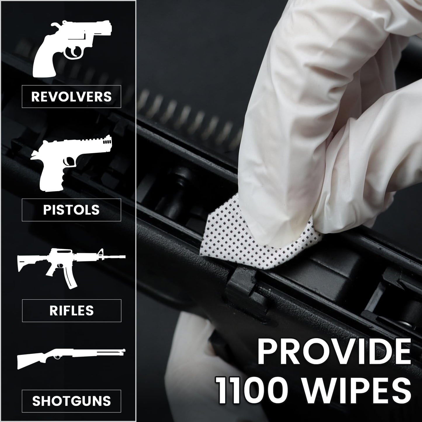 1100 Gun Cleaning Patches with Storage Case, Highly Absorbent Gun Patches Less Lint - 2" Square Cloth fits Pistol Rifle 9mm.30-.45Cal/ 7.62-556