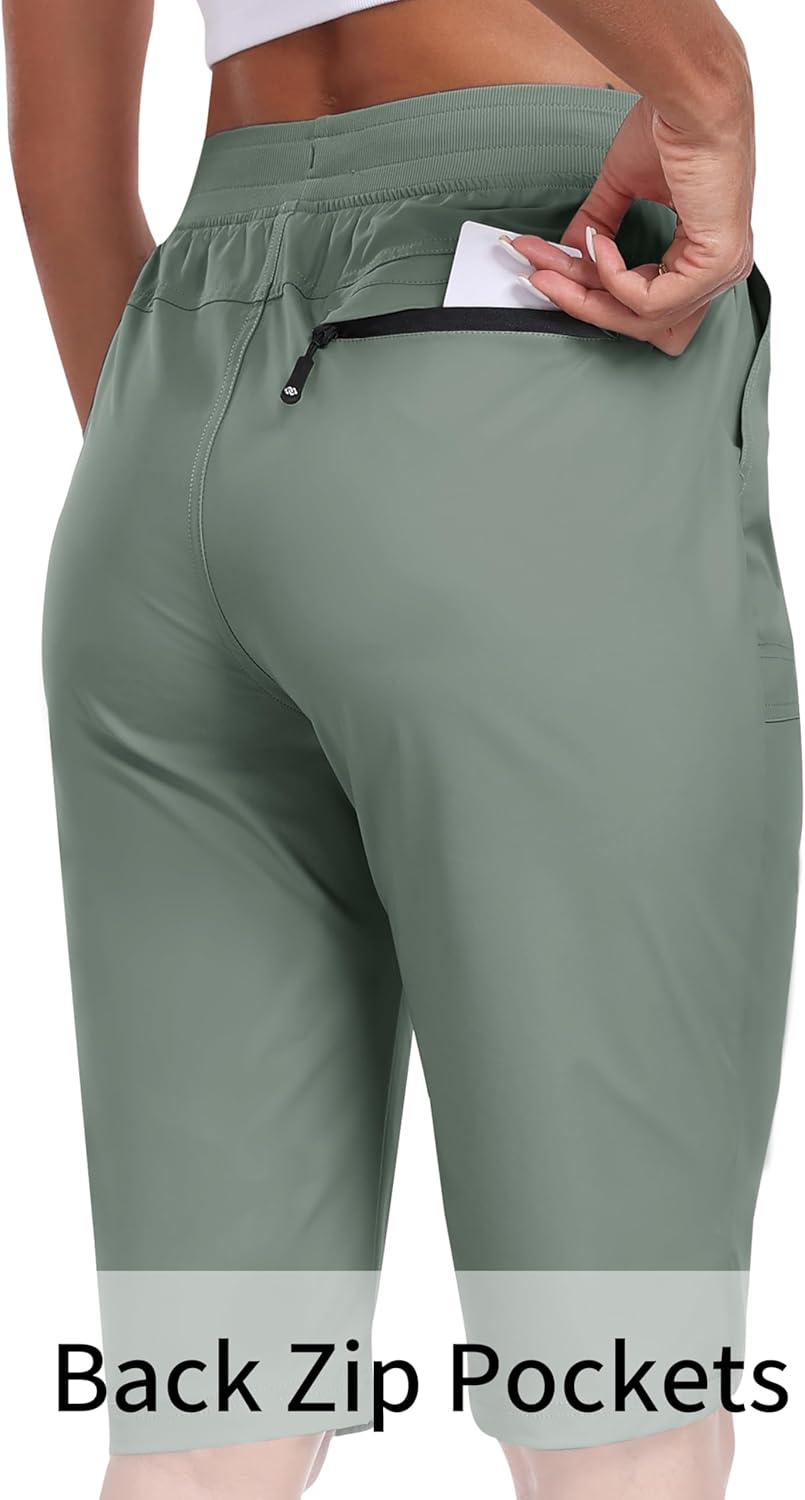 MoFiz Women's Quick-Dry Hiking Shorts - 13" Knee Length, Water-Resistant, 3 Pockets | Athletic Travel Golf Bermuda