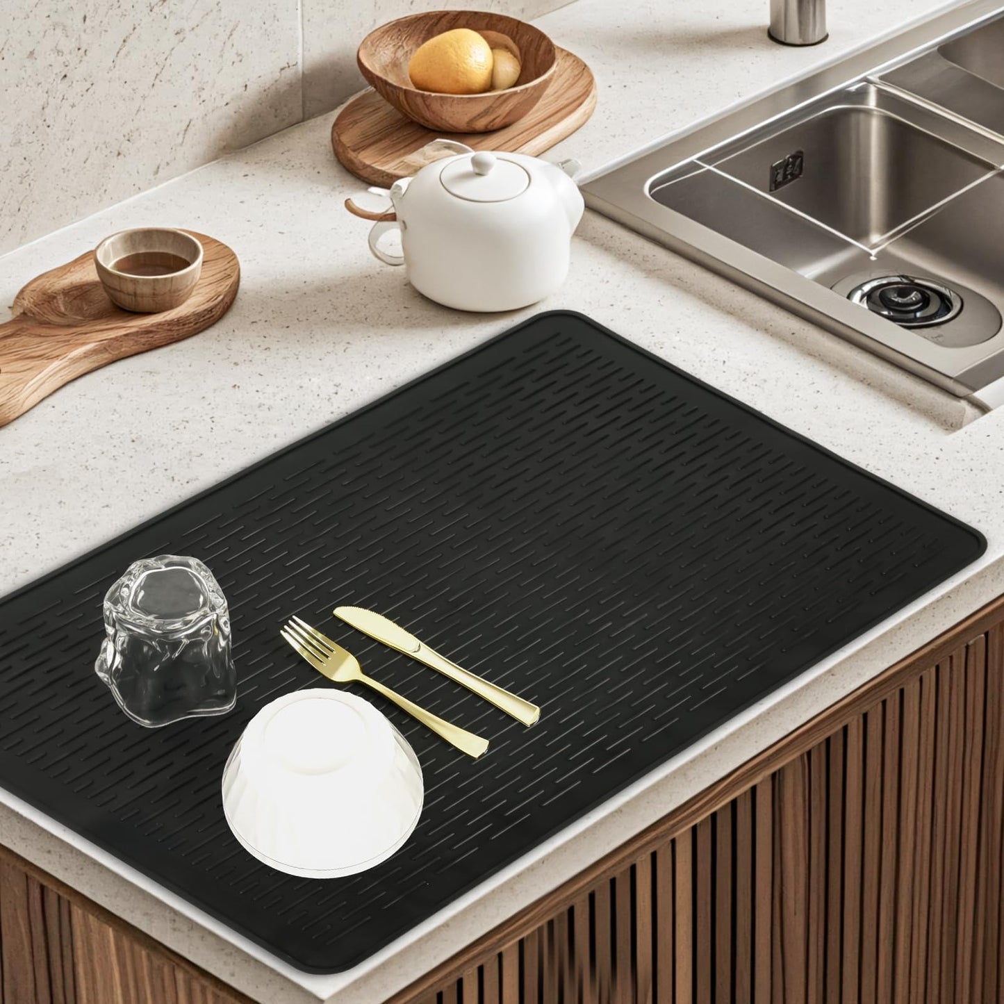 Stove Top Covers for Electric Stove - Silicone Stove Cover Mat - 28 x 20 Ceramic Stove Guard Stove top Protector, Heat Resistant Cooktop Cover, Dish Drying Mats for Kitchen, Black