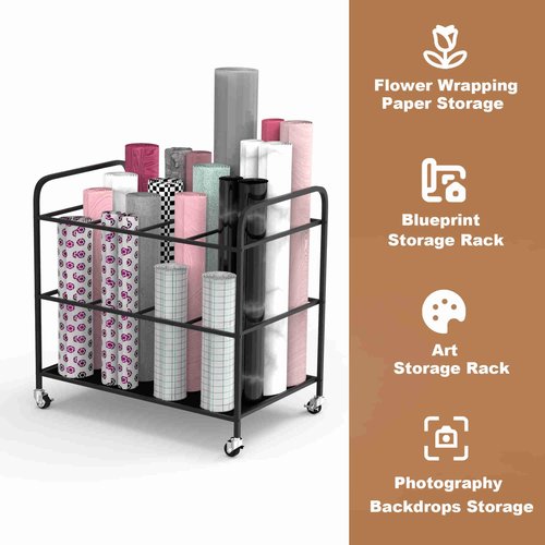 ElveBuka Yoga Mat Holder Organizer Yoga Mat Storage Rack Basket for Home Gym Exercise Workout Equipment Storage Shelf Cart (Black, 4-Slot)