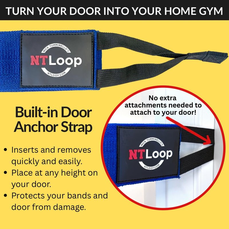 NT Loop Long Fabric Resistance Band with Door Anchor - Full Body Resistance Band for Working Out and Physical Therapy - Heavy Strength Exercise Band