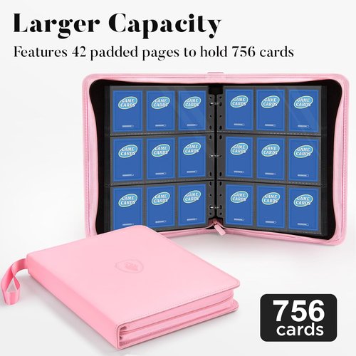 Fabmaker 9 Pocket Card Binder - Premium PU Cover Holds 756 Cards | Portable Black Collection Album