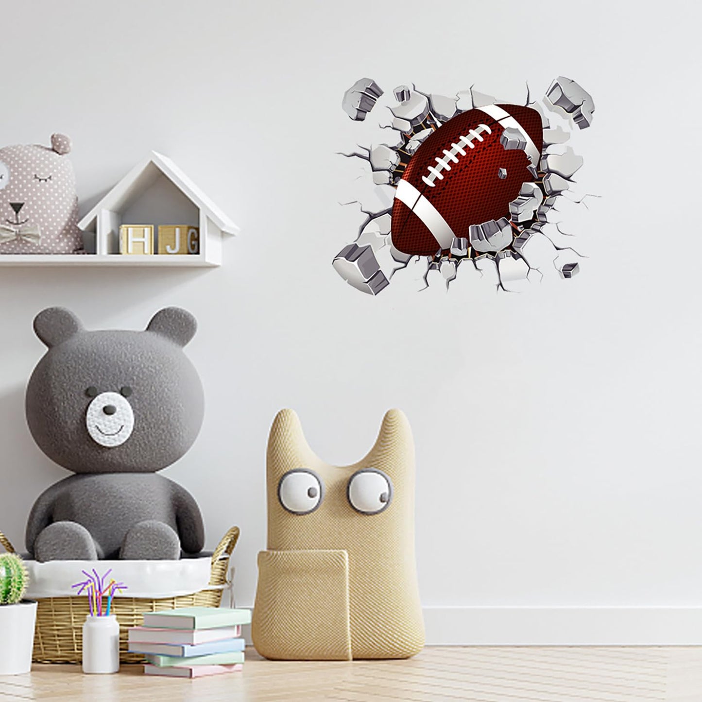 2 Sheets Rugby Breakthrough Wall Decals - American Football Sports Art Stickers for Kids Room Decor, Boys Bedroom, Football Lovers & Players - Easy Peel & Stick Wall Art