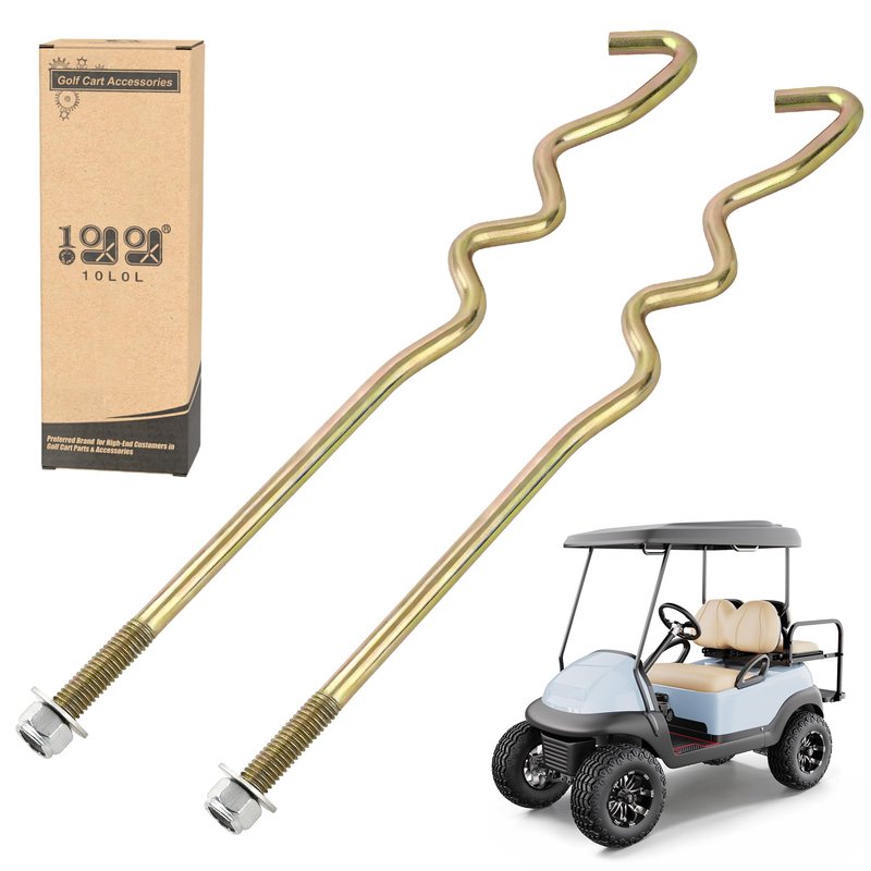 10L0L Golf Cart Battery Hold Down Rod Kit with Lock Nuts, 2 Pack S-Type Battery Tie Down Rods for Club Car Precedent Electric 2008.5-Up, Replaces OEM 103357701 103374801 1014555