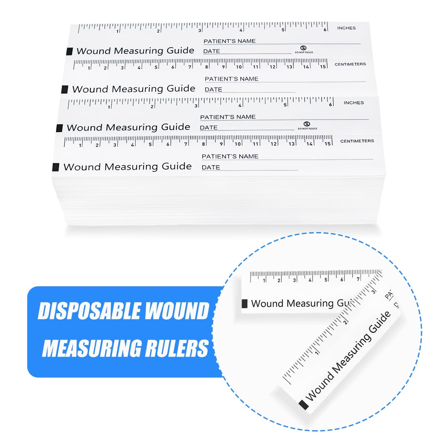 Mevlshcey 100 Pcs Wound Measuring Tape 6 Inch Wound Ruler Double Sided Disposable Paper Tape Measure Paper Guide Ruler Measurement Tools for Nurses